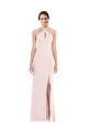 Low Back Pink Trumpet Halter Neck Long Formal Evening Dress Canada Online
