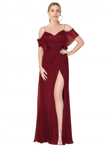 V-Back Burgundy Trumpet High Neck Long Formal Evening Dress Canada Online