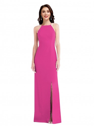 Open Back Fuchsia Trumpet High Neck Long Formal Evening Dress Canada Online
