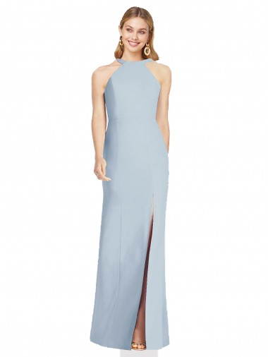 Open Back Light Sky Blue Trumpet High Neck Long Formal Evening Gown Canada Online