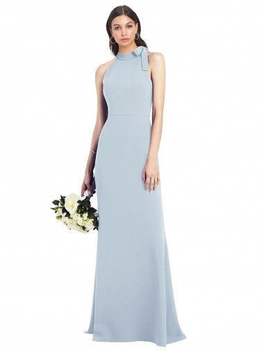 Open Back Light Sky Blue Trumpet High Neck Long Semi Formal Evening Dress Canada Online
