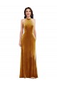 Keyhole Back Gold Trumpet High Neck Long Semi Formal Evening Dress Canada Online
