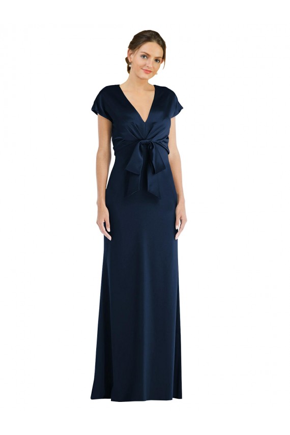 Keyhole Back Dark Navy Trumpet Off the Shoulder Long Formal Evening Dress Canada Online