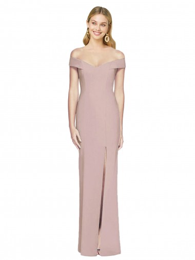 Open Back Dusty Pink Trumpet Off the Shoulder Long Semi Formal Evening Dress Canada Online