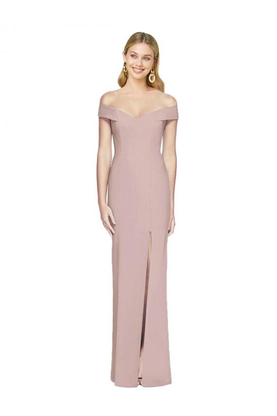 Open Back Dusty Pink Trumpet Off the Shoulder Long Semi Formal Evening Dress Canada Online