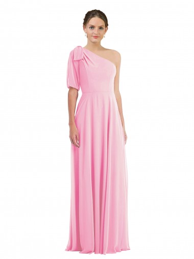 Barely Pink Trumpet One Shoulder Long Semi Formal Evening Dress Canada Online