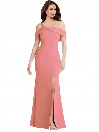 Low Back Hot Pink Trumpet One Shoulder Long Semi Formal Evening Dress Canada Online