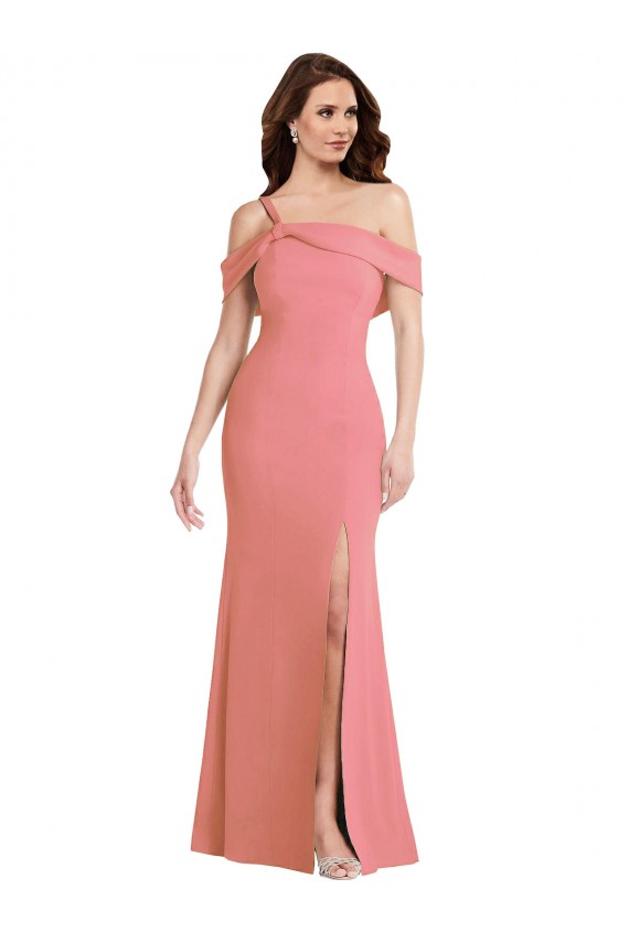 Low Back Hot Pink Trumpet One Shoulder Long Semi Formal Evening Dress Canada Online