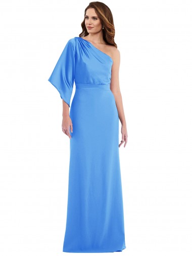 Peacock Blue Trumpet One Shoulder Long Semi Formal Evening Dress Canada Online
