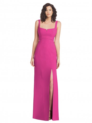 Low Back Fuchsia Trumpet Square Neck Long Semi Formal Evening Dress Canada Online