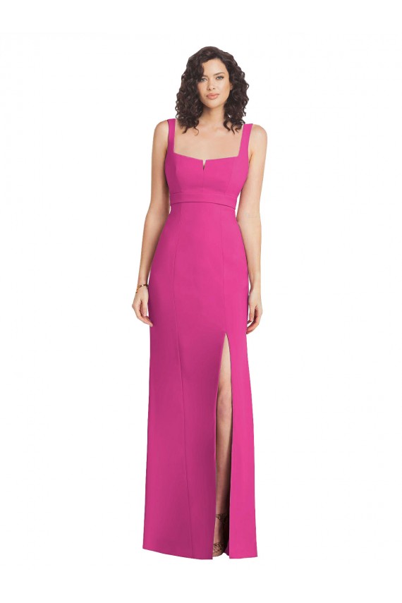 Low Back Fuchsia Trumpet Square Neck Long Semi Formal Evening Dress Canada Online