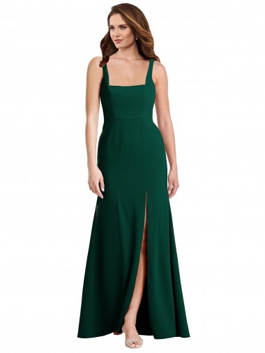Midnight Green Trumpet Square Neck Long Semi Formal Evening Dress Canada Online