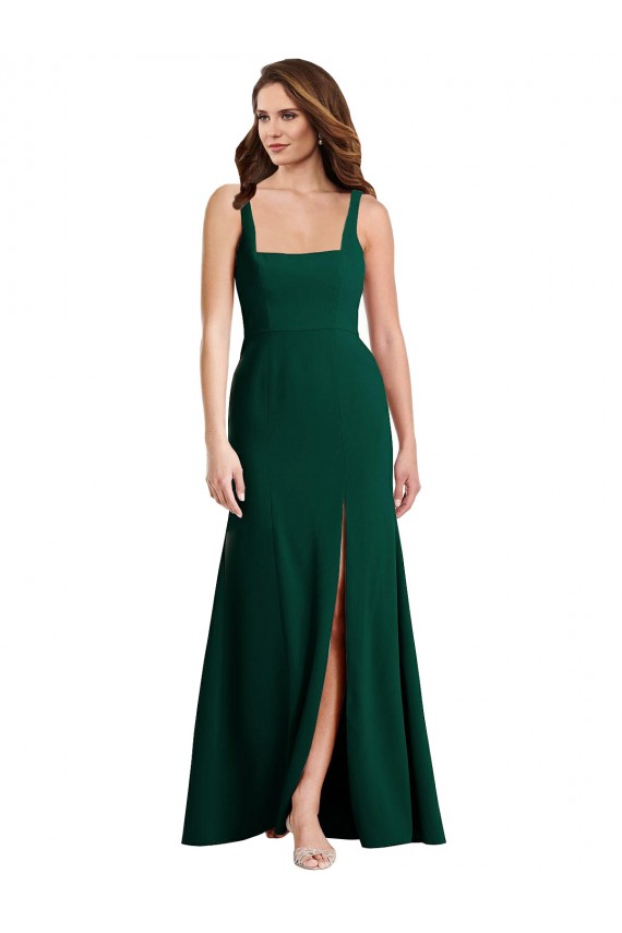 Midnight Green Trumpet Square Neck Long Semi Formal Evening Dress Canada Online