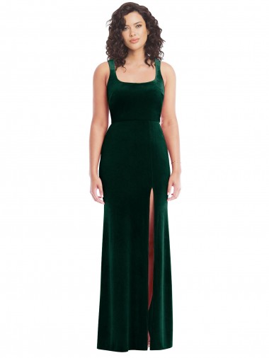 Dark Green Trumpet Square Neck Long Semi Formal Evening Dress Canada Online