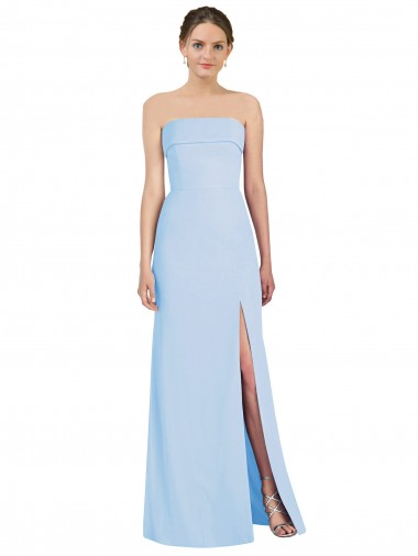 Low Back Light Sky Blue Trumpet Strapless Long Black Tie Evening Dress Canada Online