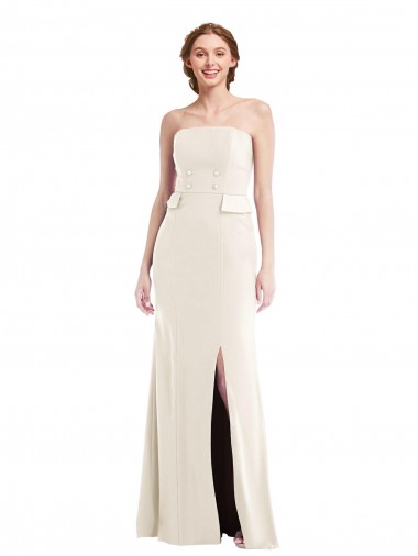 Ivory Trumpet Strapless Long Semi Formal Evening Dress Canada Online