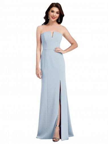 Low Back Light Sky Blue Trumpet Strapless Long Evening Dress Canada Online