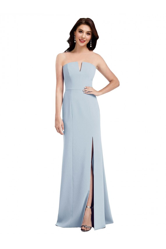 Low Back Light Sky Blue Trumpet Strapless Long Evening Dress Canada Online