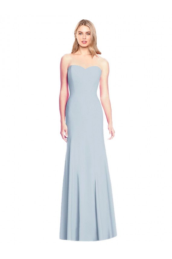 Low Back Light Sky Blue Trumpet Strapless Long Formal Dress Canada Online