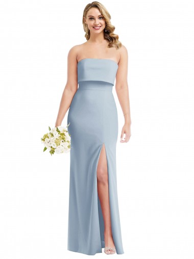 Low Back Light Sky Blue Trumpet Strapless Long Semi Formal Evening Dress Canada Online