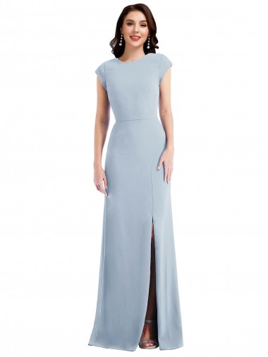 Open Back Light Sky Blue Trumpet Long Formal Evening Dress Canada Online