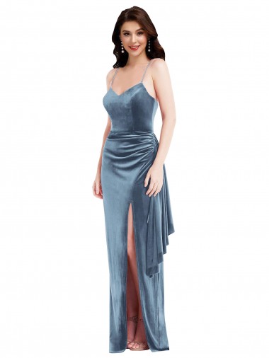 Low Back Dusty Blue Trumpet Sweetheart Long Formal Evening Dress Canada Online