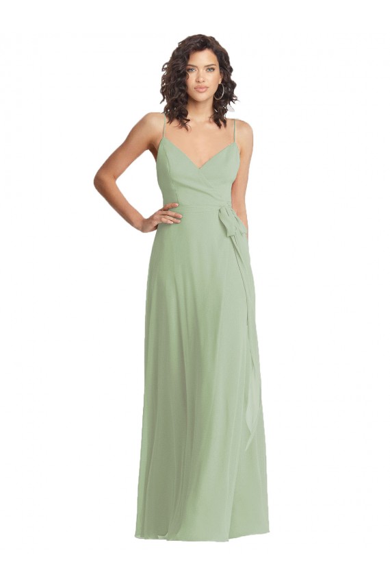 Smoke Green Trumpet V-Neck Long Formal Evening Dress Canada Online