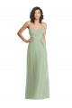 Smoke Green Trumpet V-Neck Long Formal Evening Dress Canada Online
