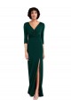 V-Back Dark Green Trumpet V-Neck Long Sleeves Long Formal Evening Dress Canada Online