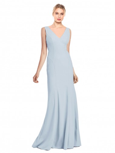 Low Back Light Sky Blue Trumpet V-Neck Long Evening Dress Canada Online