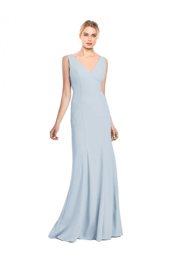 Low Back Light Sky Blue Trumpet V-Neck Long Evening Dress Canada Online