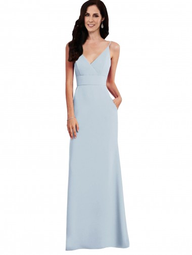 V-Back Light Sky Blue Trumpet V-Neck Long Formal Dress Canada Online