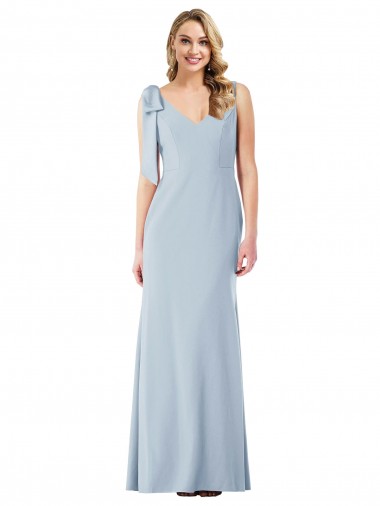 V-Back Light Sky Blue Trumpet V-Neck Long Semi Formal Evening Dress Canada Online