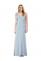 V-Back Light Sky Blue Trumpet V-Neck Long Semi Formal Evening Dress Canada Online