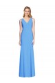 Keyhole Back Peacock Blue Trumpet V-Neck Long Semi Formal Evening Dress Canada Online