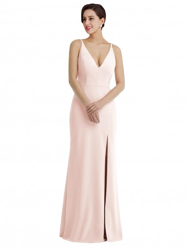 V-Back Pink Trumpet V-Neck Long Formal Evening Dress Canada Online