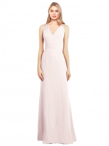 Keyhole Back Pink Trumpet V-Neck Long Semi Formal Evening Dress Canada Online