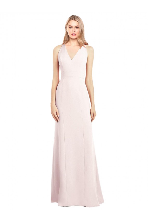Keyhole Back Pink Trumpet V-Neck Long Semi Formal Evening Dress Canada Online