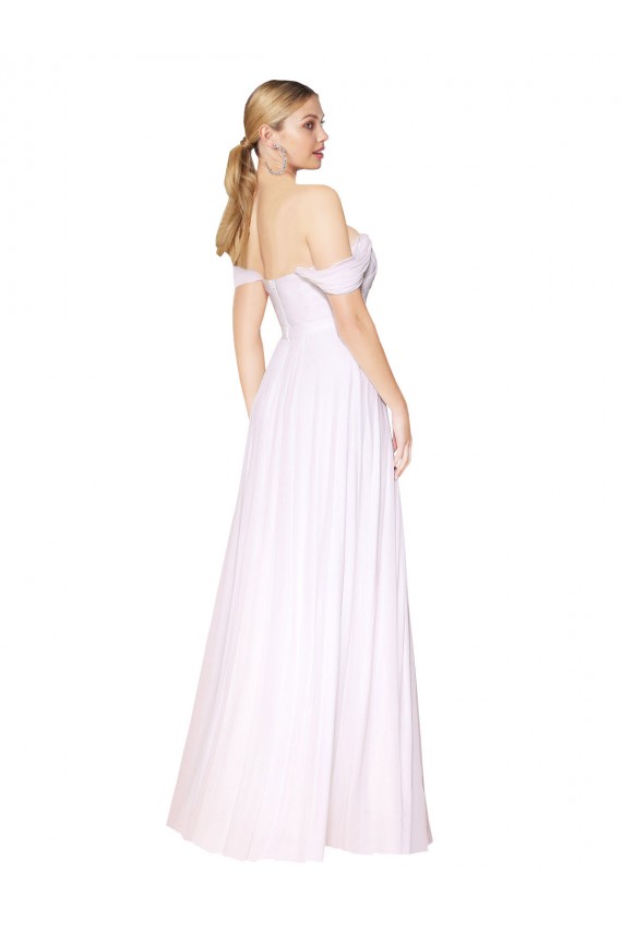 White A-Line High Neck Long Formal Evening Dress Canada Online