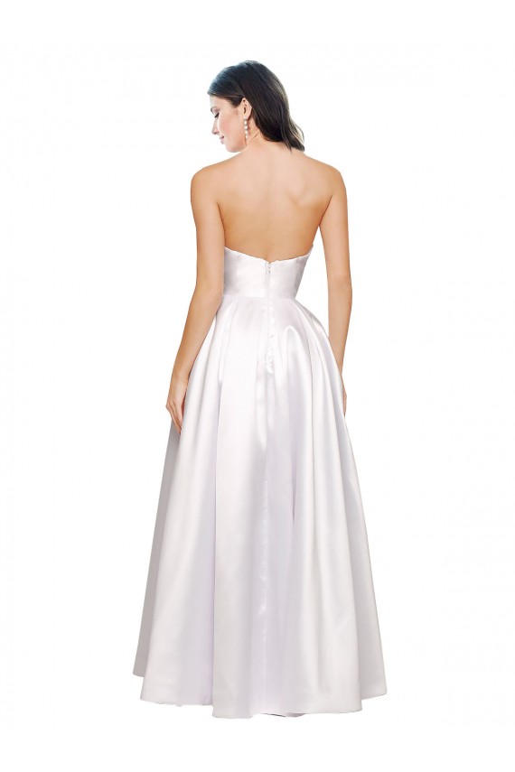 Low Back White A-Line Strapless Long Formal Evening Dress Canada Online