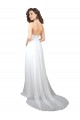 Low Back White A-Line V-Neck Sweep Train Semi Formal Evening Dress Canada Online
